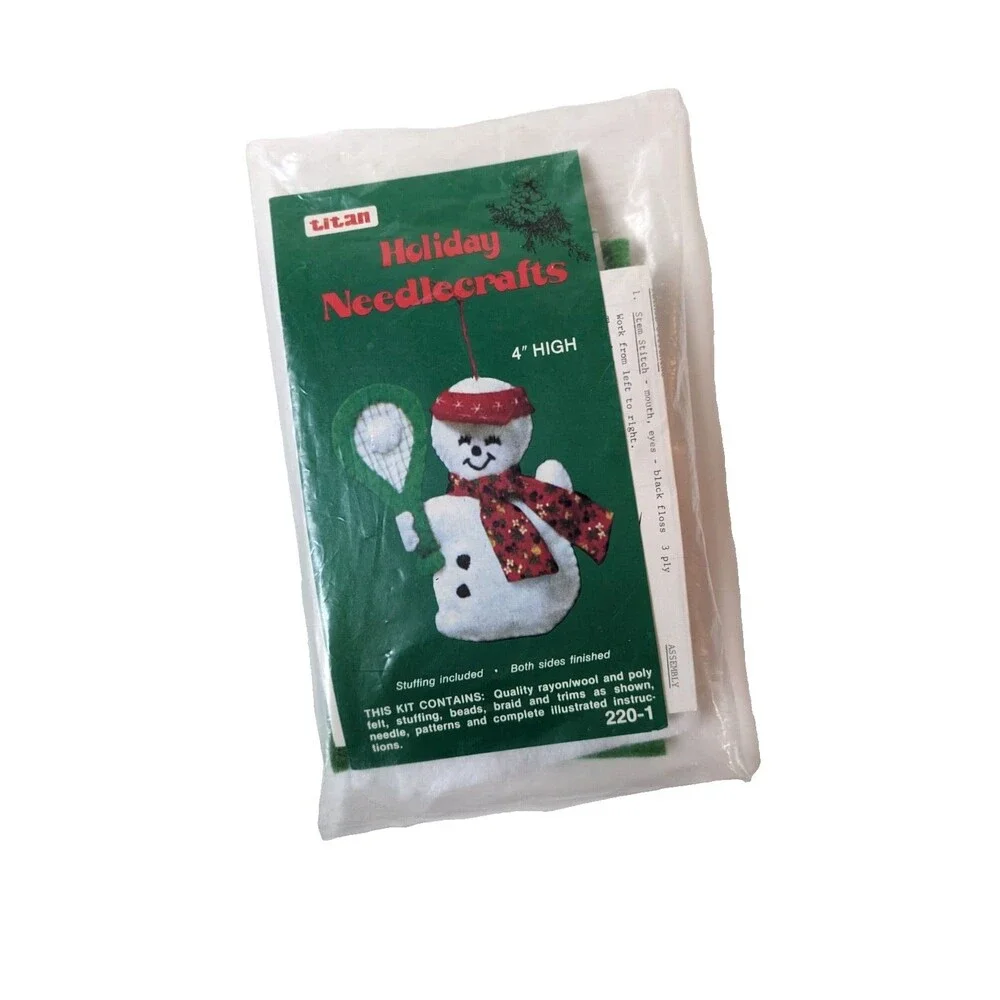 Vintage‎ Titan Holiday Needlecrafts Felt Ornament Kit Tennis Snowman Unopened 4
